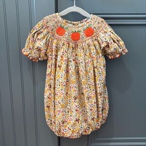 Smocked Autumn Pumpkin Bubble 2T